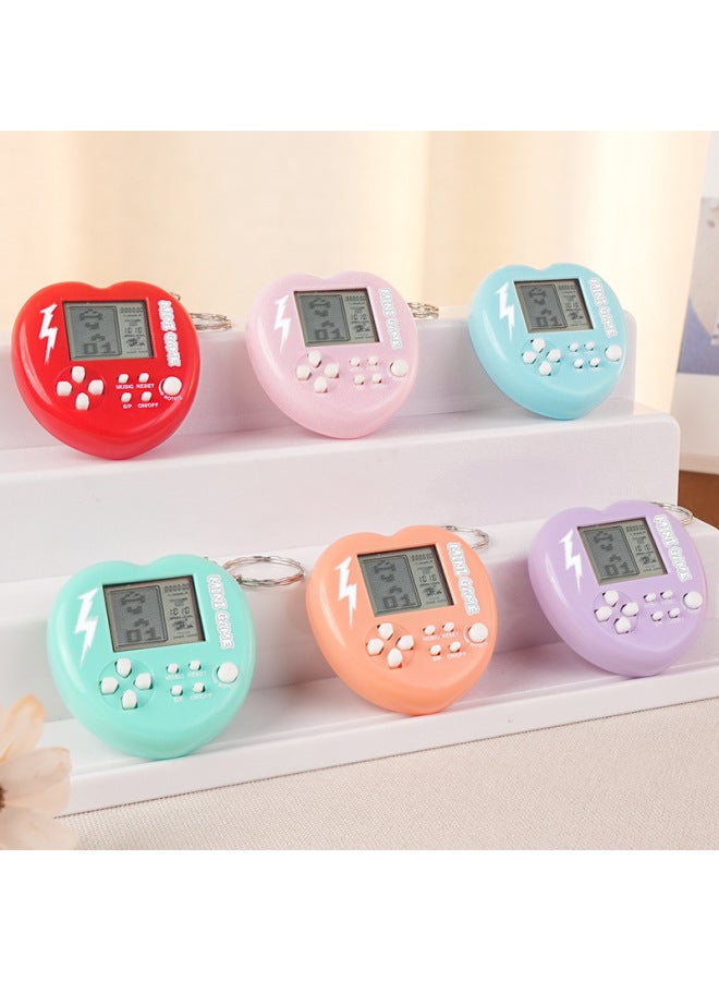 Mini Handheld Game Machine Keychain Tetris Educational Toy Gift Student Schoolbag Creative Toy-Color:Macaron Powder  - Image 2