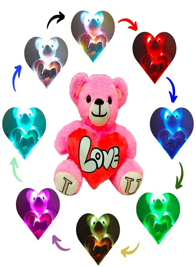 TechMax Solution Pink Lighting Plushie Teddybear Soft Toy, Valentine Gift - Image 1