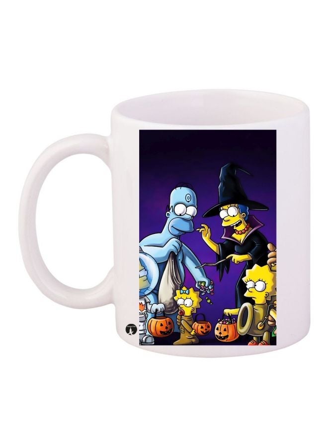 Simpsons Printed Coffee Mug White/Purple/Yellow 11ounce