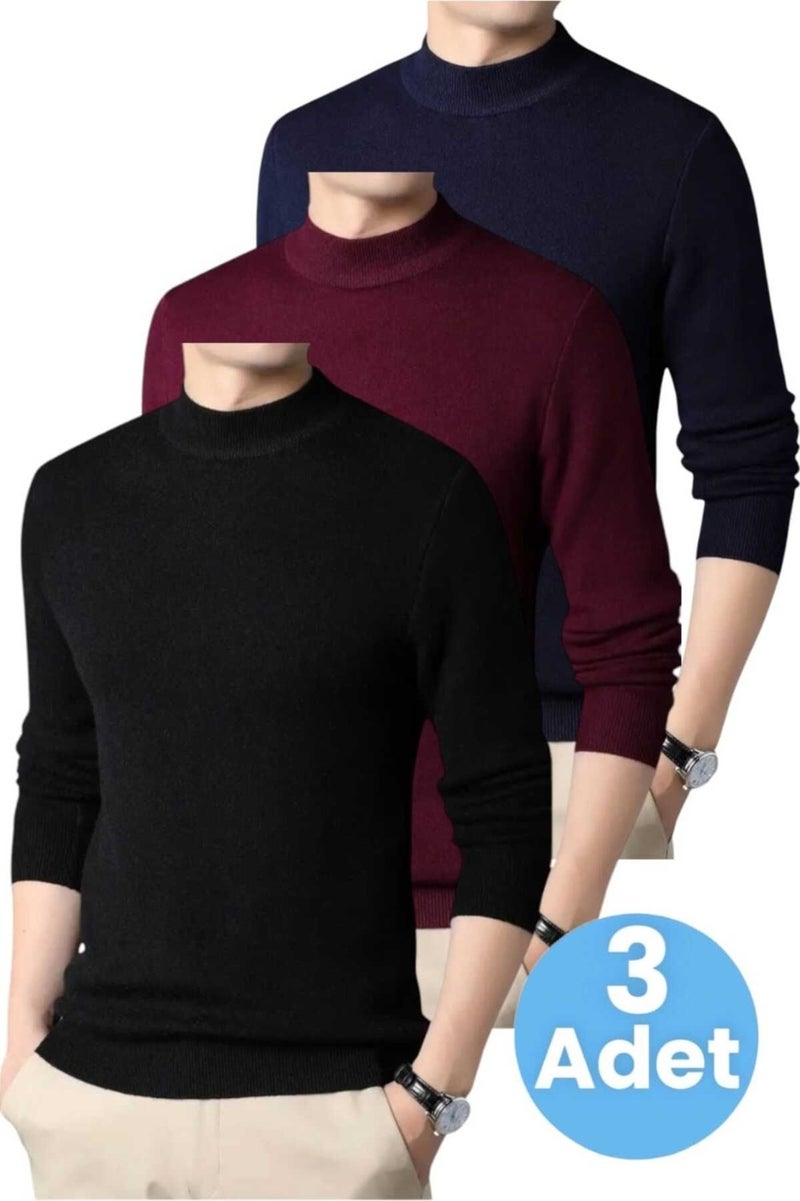 Tezzgelsin 3-Pack Men's Non-Pilling Half Turtleneck Knitwear Sweater Half Turtleneck Knitwear Sweater  - Image 5