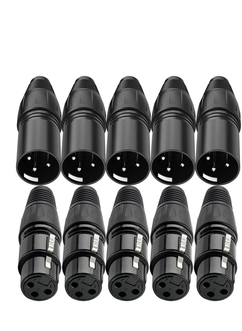 KASTWAVE - 10 PCS XLR Connector, 5 Male and 5 Female XLR Mic Microphone Connector, 3 Pins Ultra-Low Noise Microphone and High Conductivity Audio Socket - Image 1