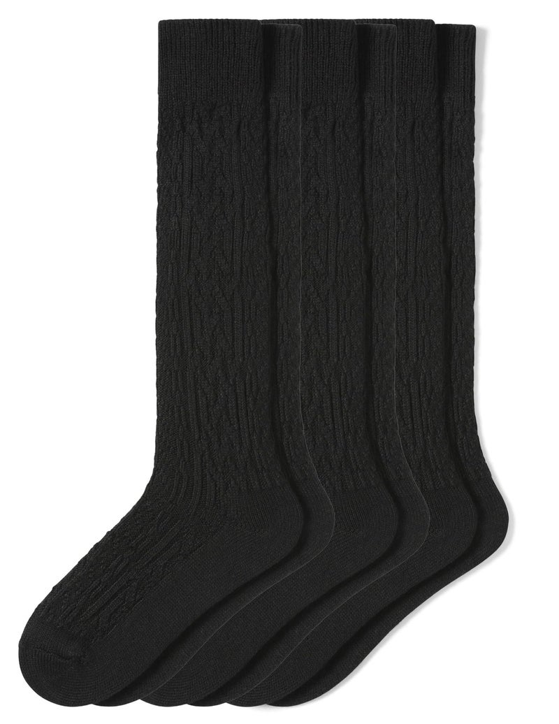 HUE Women's Cable Knee Sock 3 Pair Pack, Black Cable, One Size - Image 1