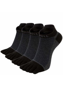Cotton Toe Socks Five Finger Socks No Show Crew Athletic Running Socks 4 Pairs,Size 7-11