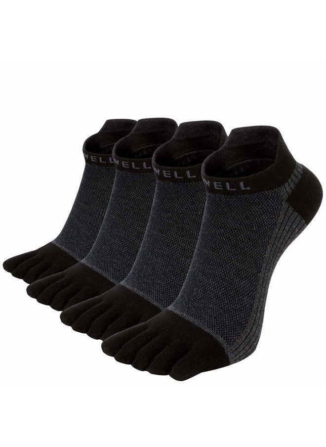 VP - Cotton Toe Socks Five Finger Socks No Show Crew Athletic Running Socks 4 Pairs,Size 7-11 - Image 1