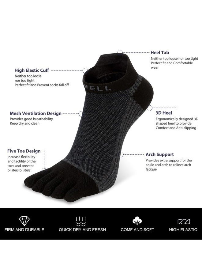 VP - Cotton Toe Socks Five Finger Socks No Show Crew Athletic Running Socks 4 Pairs,Size 7-11 - Image 1