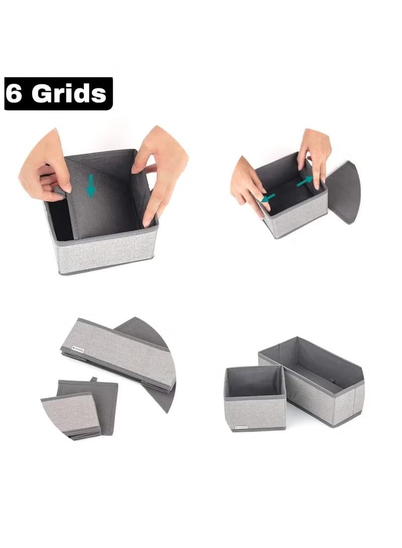 AAS ECOM Wardrobe Clothes Organizers and Storage - 6PCS Cloth Organizer with 6 Grids- Cloth Storage Organizer Boxes- 35L Fabric Bedroom Closet Organizer- Organizer Box Storage - Image 5