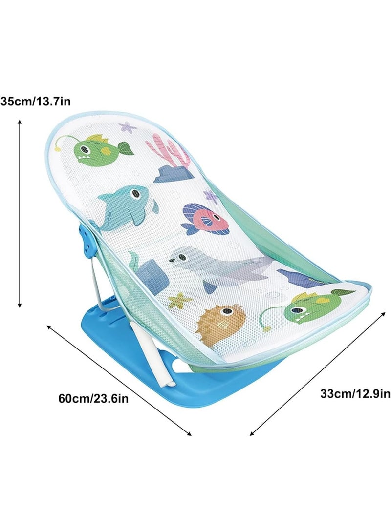 Tiibaby Baby Bath Chair, Foldable Mesh Design with 3 Positions, Ocean Theme 0-18 Months  - Image 4