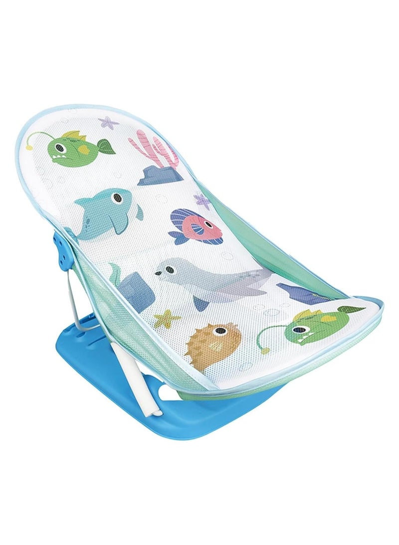 Tiibaby Baby Bath Chair, Foldable Mesh Design with 3 Positions, Ocean Theme 0-18 Months  - Image 1