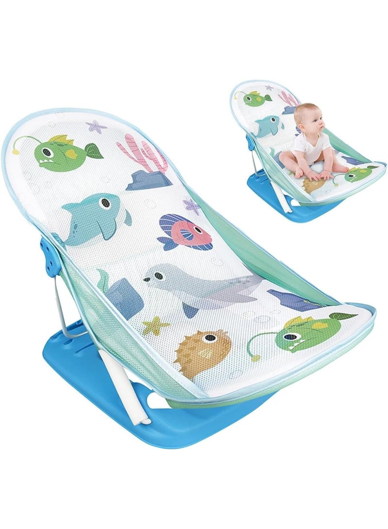Tiibaby Baby Bath Chair, Foldable Mesh Design with 3 Positions, Ocean Theme 0-18 Months  - Image 2