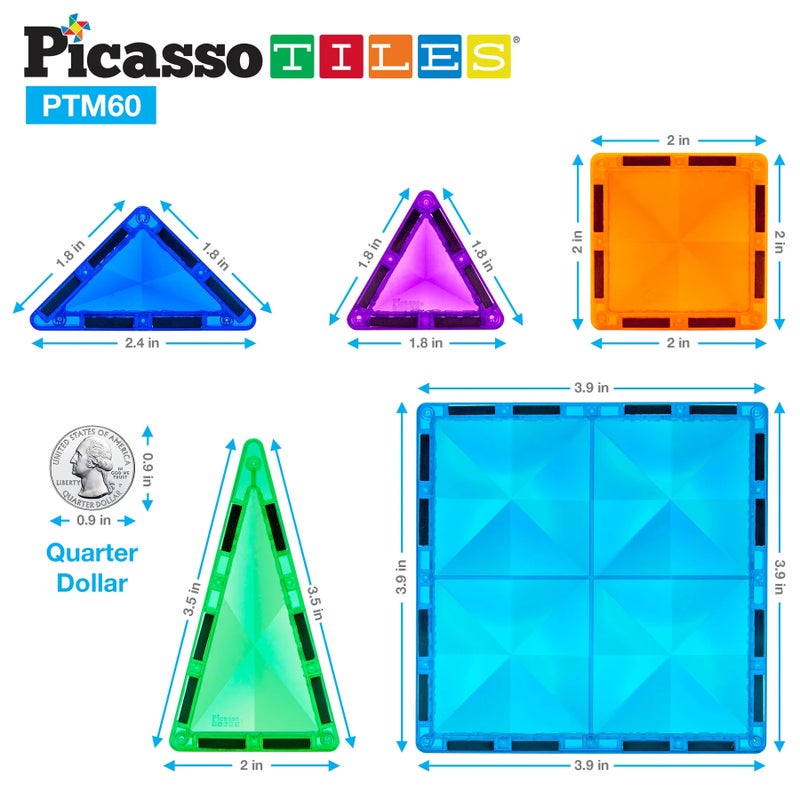 PicassoTiles بلاط بيكاسو المغناطيسي - مجموعة الماس الصغيرة 101 قطعة | ألعاب STEM | مجموعة ألعاب تعليمية | كتل تكديس | تعزز مهارات حل المشكلات والمهارات الحركية الدقيقة | تحسن التنسيق والإبداع | هدية للأطفال والرضع | مجموعة بناء لتطوير عقل الطفل - Image 5