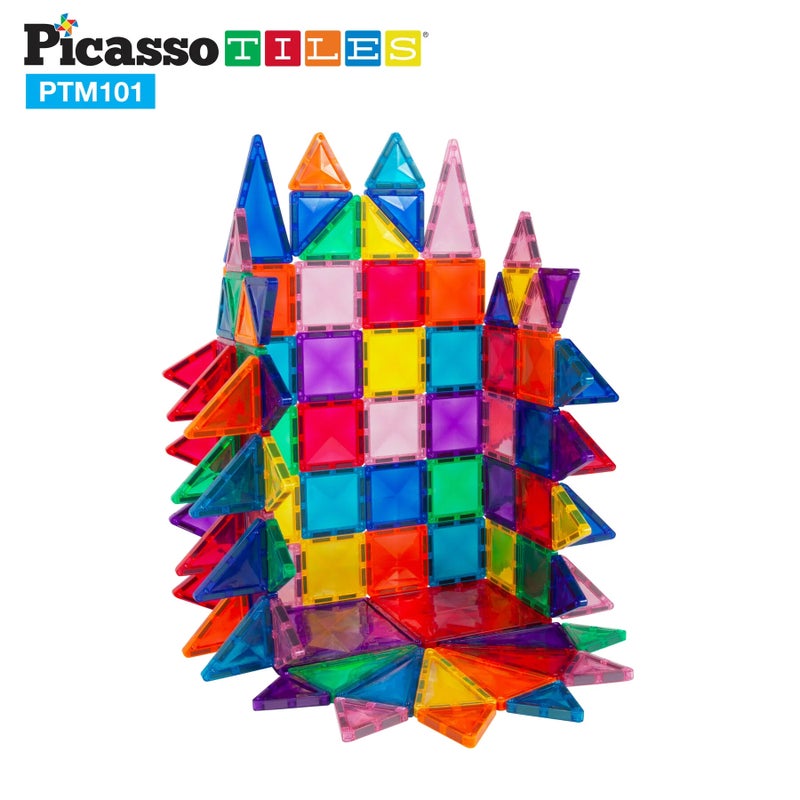 PicassoTiles بلاط بيكاسو المغناطيسي - مجموعة الماس الصغيرة 101 قطعة | ألعاب STEM | مجموعة ألعاب تعليمية | كتل تكديس | تعزز مهارات حل المشكلات والمهارات الحركية الدقيقة | تحسن التنسيق والإبداع | هدية للأطفال والرضع | مجموعة بناء لتطوير عقل الطفل - Image 3