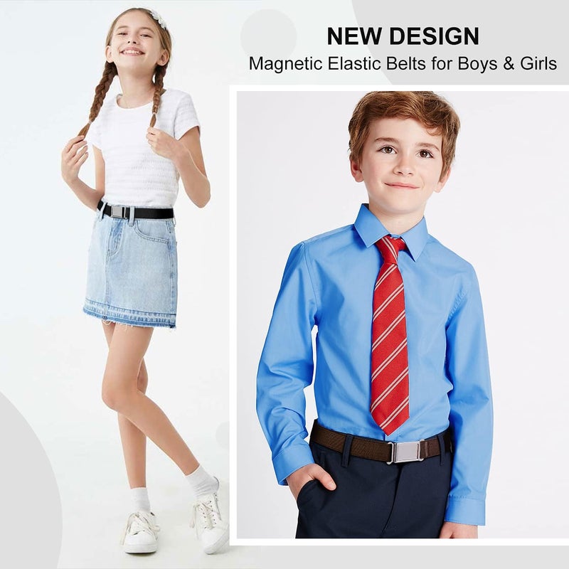 Jas. Good Kids Adjustable Magnetic Belt Boys Girls Elastic Belt with Easy Magnetic Buckle for Back to School Girls - Image 2