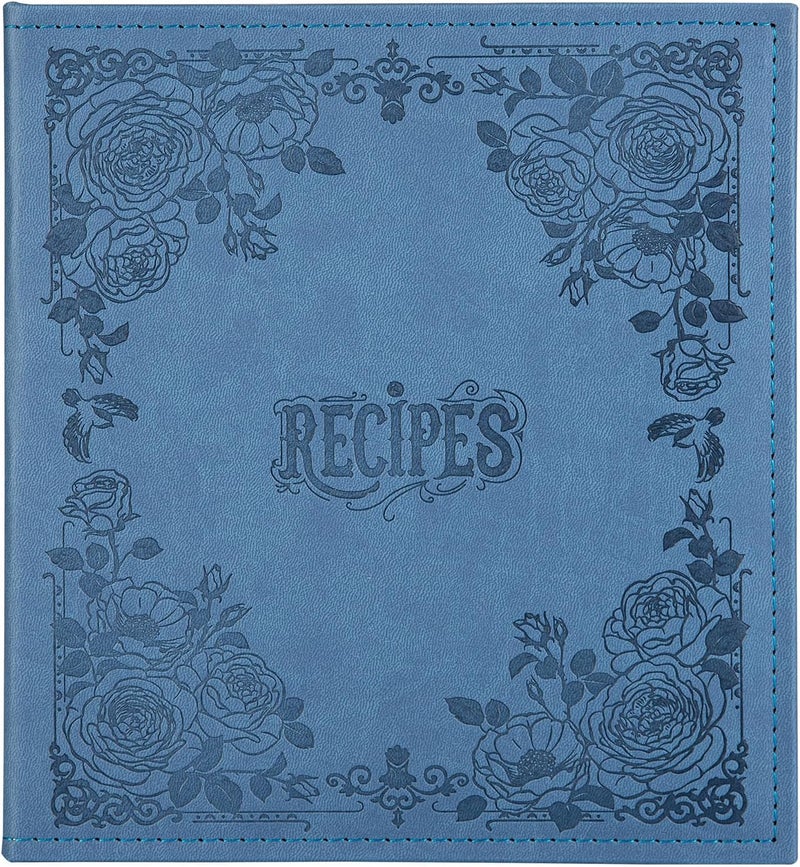 COFACE Recipe Binder – 8.5x9.5 Recipe Ring Binder with PU Faux Leather Cover, 4x6 Cards and Tabbed Dividers, Dark Blue - Image 1