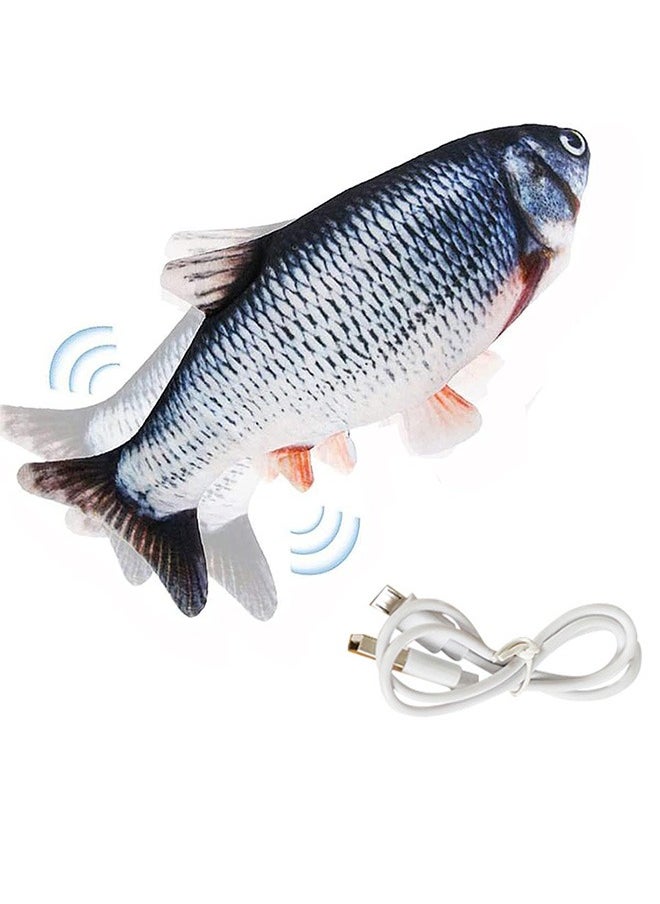 Moving Fish Cat Toy 11 Inch Plush Simulation Electric Doll Fish Automatic Flopping USB Rechargeable Cat Fish Toy Funny Interactive Pets Chew Bite Supplies for Cat Kitty Kitten Toys  - Image 1