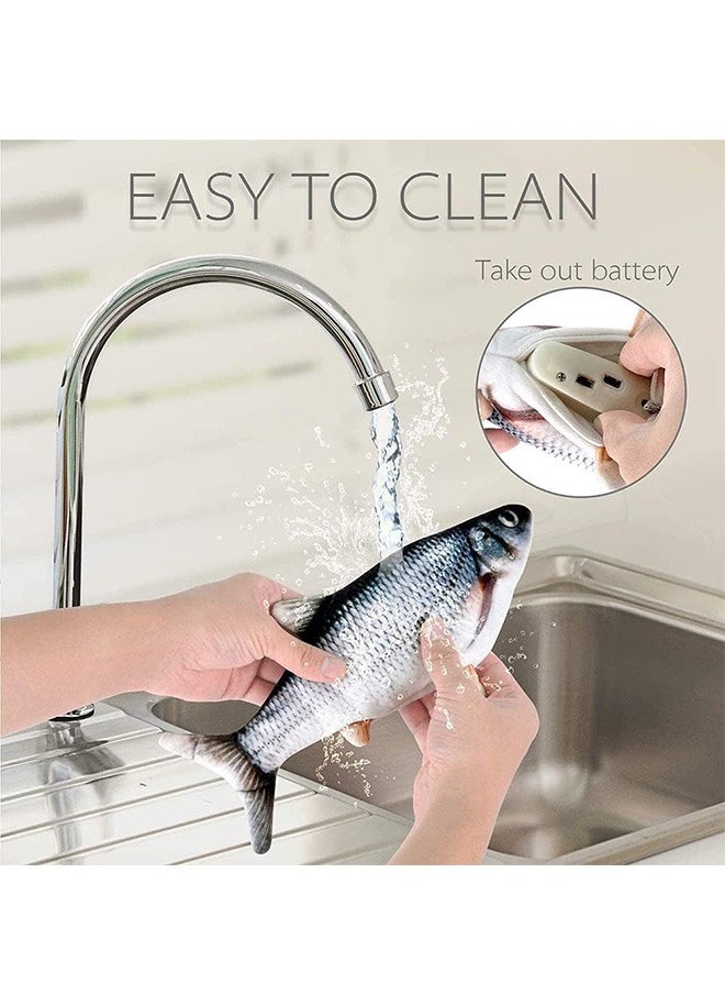 Moving Fish Cat Toy 11 Inch Plush Simulation Electric Doll Fish Automatic Flopping USB Rechargeable Cat Fish Toy Funny Interactive Pets Chew Bite Supplies for Cat Kitty Kitten Toys