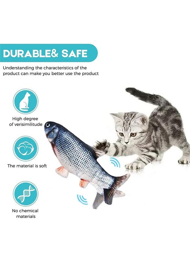 Moving Fish Cat Toy 11 Inch Plush Simulation Electric Doll Fish Automatic Flopping USB Rechargeable Cat Fish Toy Funny Interactive Pets Chew Bite Supplies for Cat Kitty Kitten Toys  - Image 2