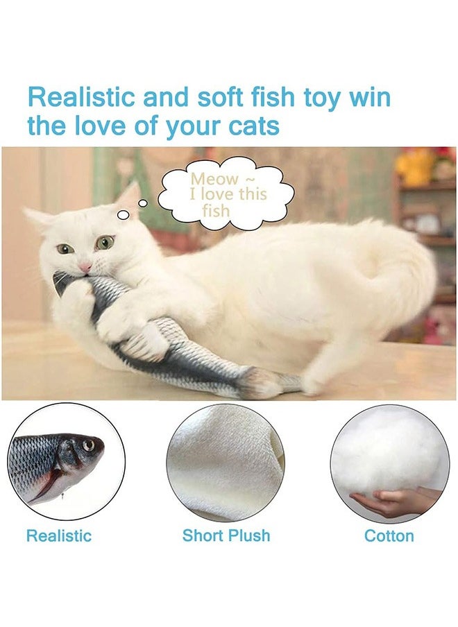 Moving Fish Cat Toy 11 Inch Plush Simulation Electric Doll Fish Automatic Flopping USB Rechargeable Cat Fish Toy Funny Interactive Pets Chew Bite Supplies for Cat Kitty Kitten Toys  - Image 5