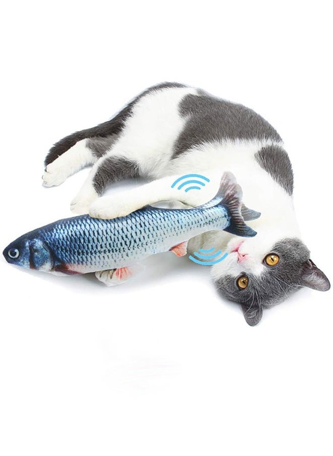 Moving Fish Cat Toy 11 Inch Plush Simulation Electric Doll Fish Automatic Flopping USB Rechargeable Cat Fish Toy Funny Interactive Pets Chew Bite Supplies for Cat Kitty Kitten Toys