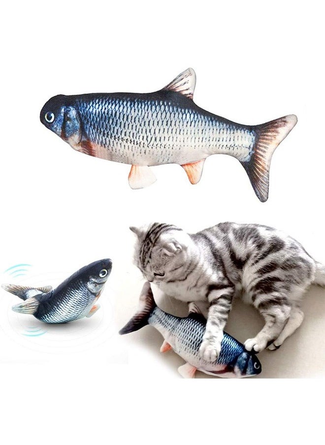 Moving Fish Cat Toy 11 Inch Plush Simulation Electric Doll Fish Automatic Flopping USB Rechargeable Cat Fish Toy Funny Interactive Pets Chew Bite Supplies for Cat Kitty Kitten Toys  - Image 3