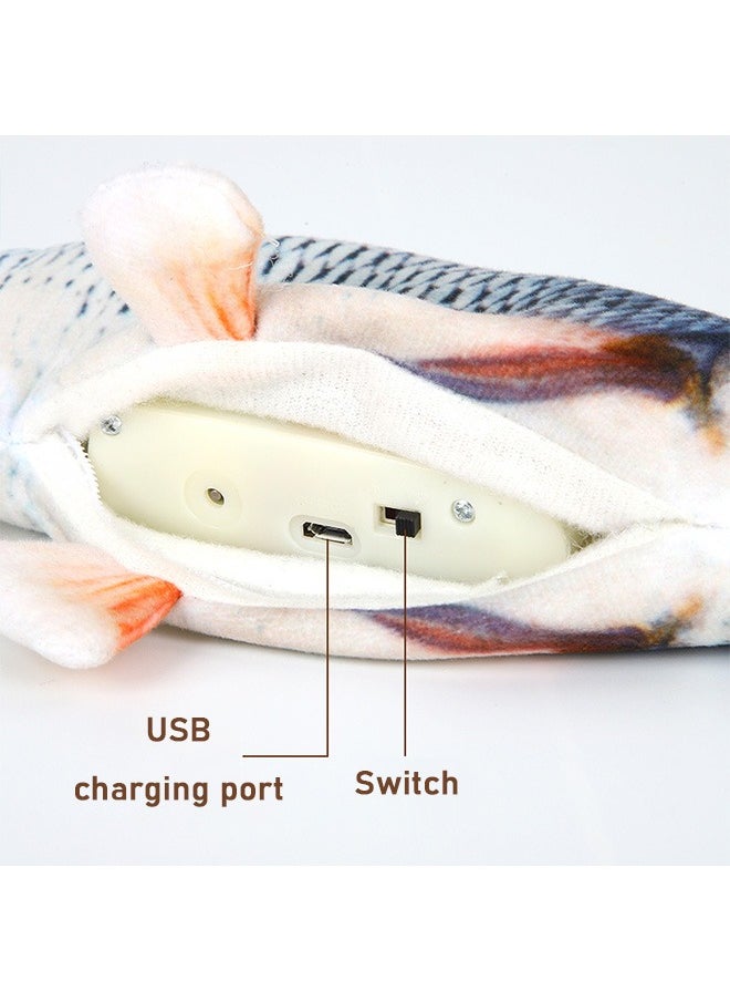 Moving Fish Cat Toy 11 Inch Plush Simulation Electric Doll Fish Automatic Flopping USB Rechargeable Cat Fish Toy Funny Interactive Pets Chew Bite Supplies for Cat Kitty Kitten Toys  - Image 4