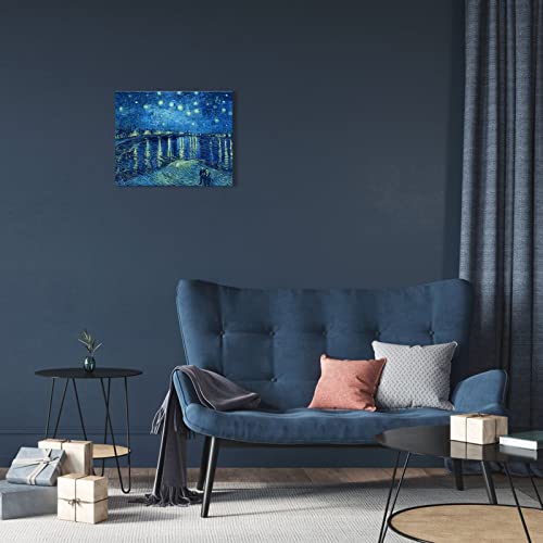 1 KINGO Van Gogh Canvas Wall Art: Starry Night over the Rhône Oil Painting Picture Reproduction Room Decor, Famous Art Prints Framed Poster Modern Artwork Home Decoration 12" x 15" - Image 5