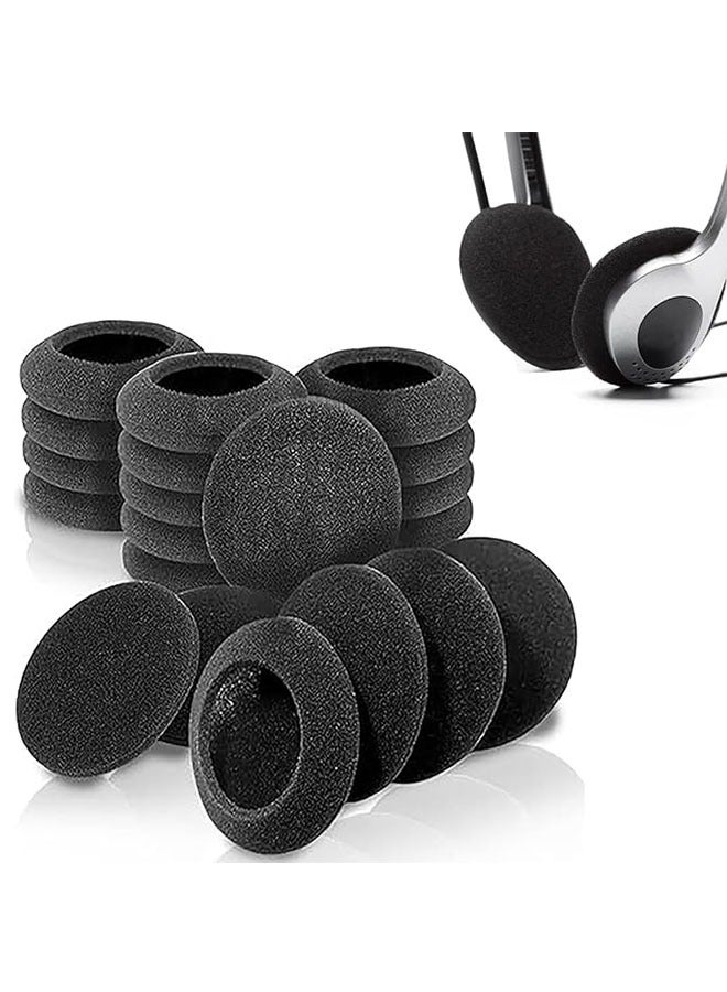 10 Pairs Foam Ear Pad Replacement Cushions, Headphone Earphone Headset Disposable Sponge Covers, Replacement Foam Sponge Ear Pud, Black  - Image 1