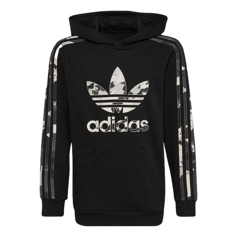 Adidas (GS) adidas Original Logo Hoodie Asia Sizing 'Black White' - Image 1