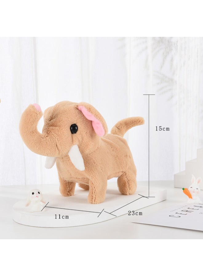 Simulation Electric Elephant Plush Electric Elephant Can Walk Can Call Can Move Head Wagging Tail Children's Toy Stall Wholesale-Color:Elephant-Powder  - Image 4