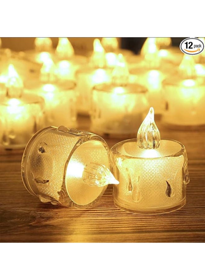 12 Pack Flameless Tea Lights Candles, Battery Operated - Image 1