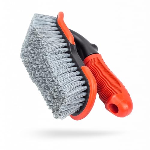 Maxshine Universal Tire & Carpet Curved Brush – Stiff Bristle Wheel Cleaning Brush for Car Detailing – Durable Design for Deep Cleaning Tires, Mats & Carpeted Surfaces - Image 1