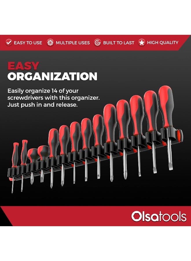 Olsa Tools Olsa Tools | #1 Premium Wall Mounted Screwdriver Organizer Red 1030  - Image 2