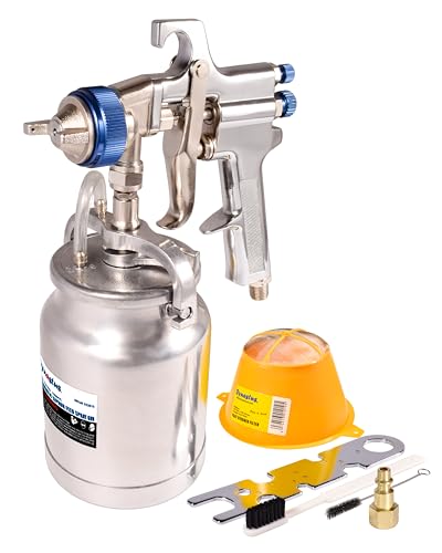 Dynastus 33 oz Siphon Feed Spray Gun - 2.5mm Nozzle for Spraying Oil-Based or Latex Paints, with Filtering and Cleaning Kits - Image 1