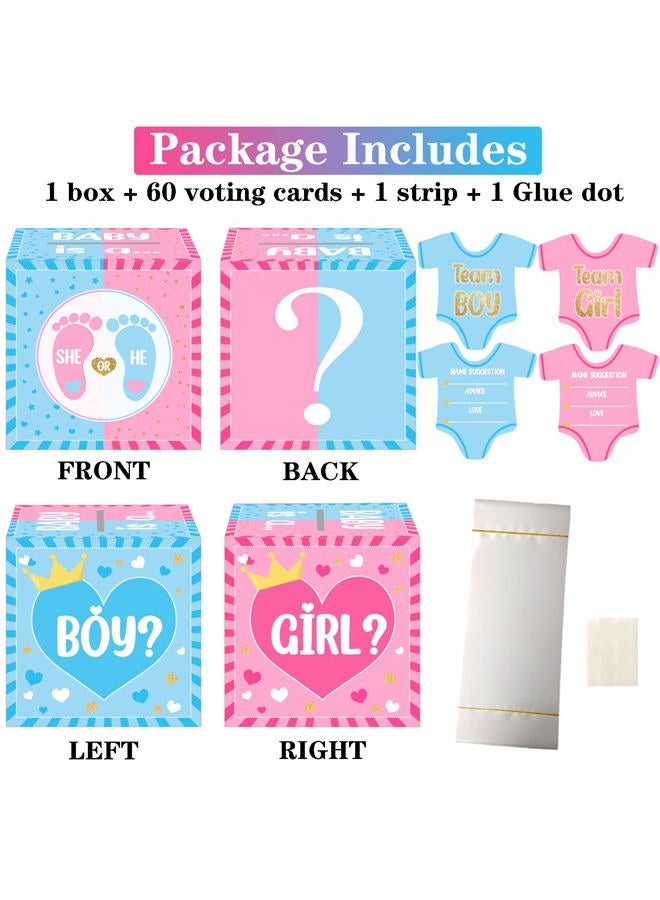 hongpar Baby Gender Reveal Pull Out Game, Voting Box with 60 Ballot Cards, Boy or Girl, Party Supplies,Pink and Blue - Image 3