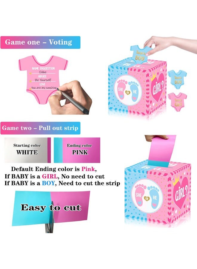 hongpar Baby Gender Reveal Pull Out Game, Voting Box with 60 Ballot Cards, Boy or Girl, Party Supplies,Pink and Blue - Image 2