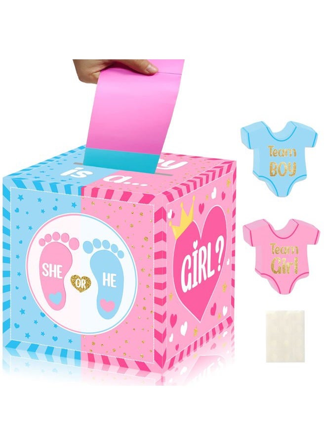 hongpar Baby Gender Reveal Pull Out Game, Voting Box with 60 Ballot Cards, Boy or Girl, Party Supplies,Pink and Blue - Image 1
