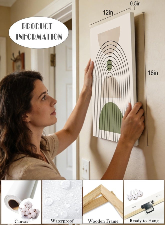 Drsoum لوحة جدارية نباتية بوهيمية من Drsoum Green، مؤطرة، بتصميم عصري بلون المريمية، ديكور جداري بوهيمي بنمط نباتي، مطبوعات بخطوط هندسية تجريدية، جاهزة للتعليق، مقاس 12 × 16 بوصة، مؤطرة. - Image 3