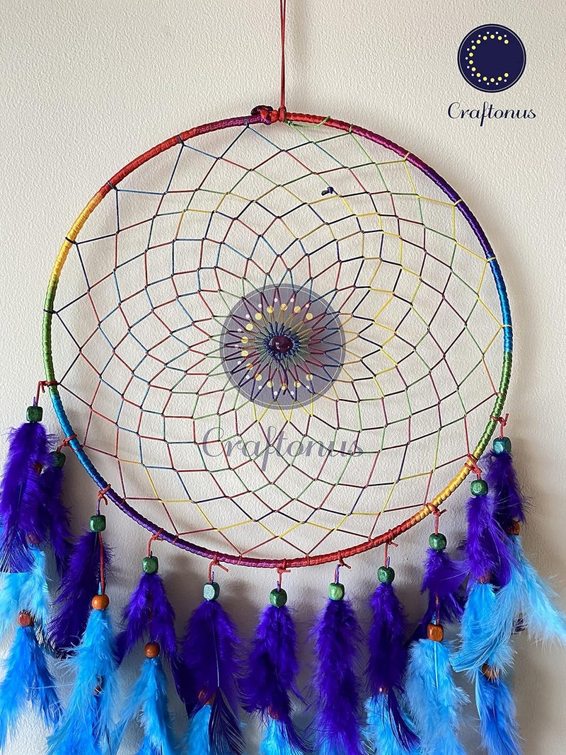 Craftonus Dream Catcher Boho Wall Hanging Dream Catcher Big Can Be Used As Home Dcor Accents Wall Hangings Wind Chime Big Size Craft Gift 10x20 inches Rainbow - Image 5