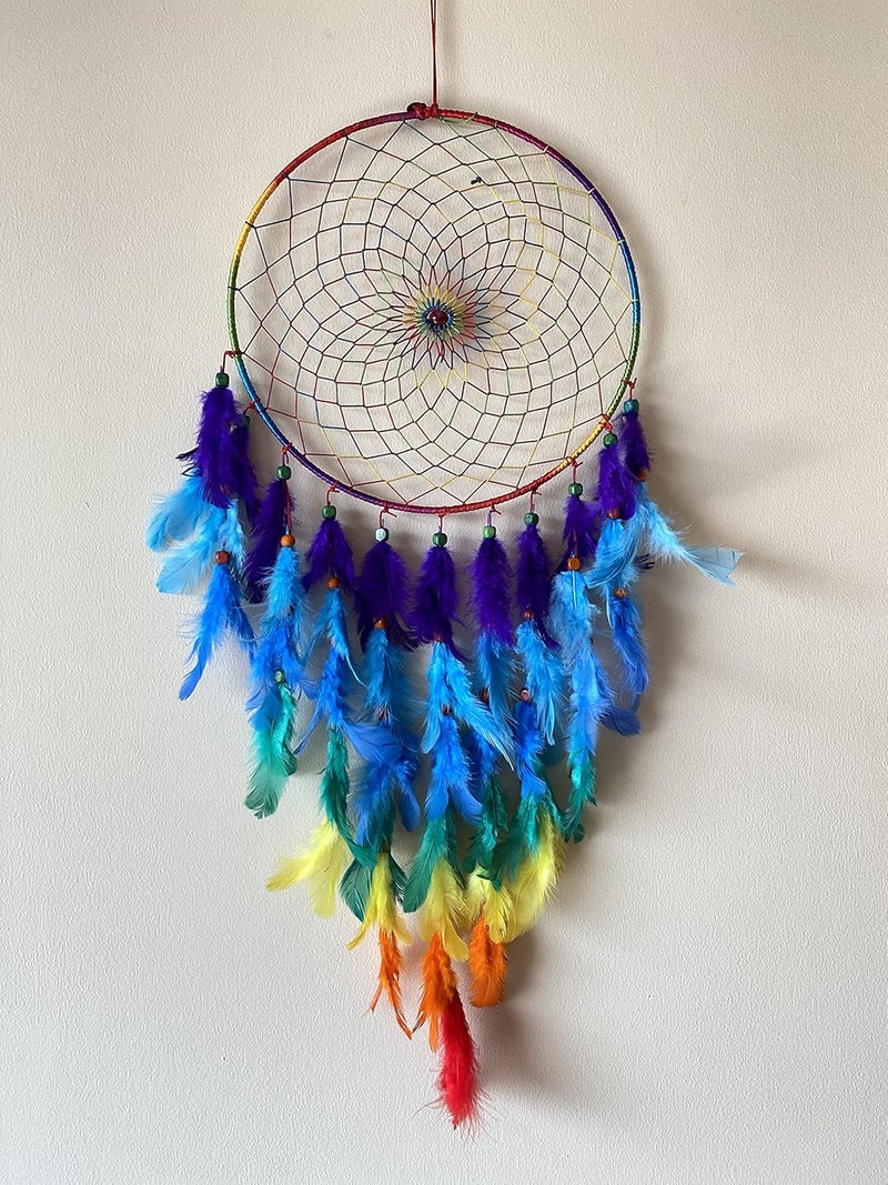 Craftonus Dream Catcher Boho Wall Hanging Dream Catcher Big Can Be Used As Home Dcor Accents Wall Hangings Wind Chime Big Size Craft Gift 10x20 inches Rainbow - Image 1