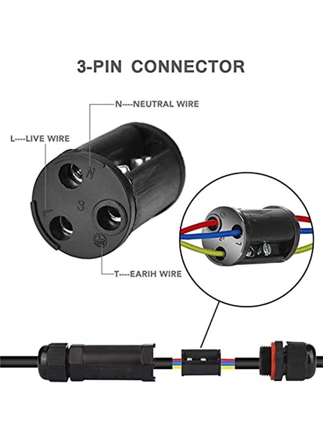 MVAQKLM  8PCS Waterproof External Junction Box IP68 Electrical Cable Connector 2 Way 3 Pins Electrical Cable Wire Connector Sleeve Coupler Outdoor Cable Connection for 6-12mm Diameter  - Image 3