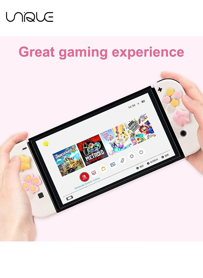 Unique 7Piece set Cross D-Pad Button Caps Thumb Grips Set, Compatible with Nintendo Switch/Switch OLED, Cute 3D Soft Silicone ABXY Buttons Sticker Joystick Cover Caps  - Image 3