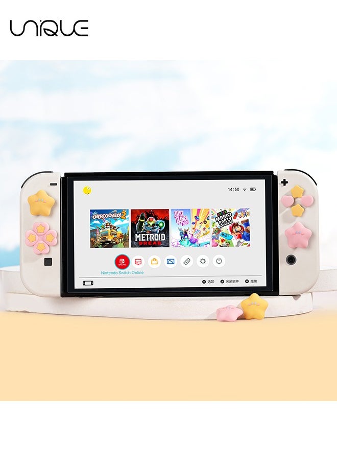 Unique - 7Piece set Cross D-Pad Button Caps Thumb Grips Set, Compatible with Nintendo Switch/Switch OLED, Cute 3D Soft Silicone ABXY Buttons Sticker Joystick Cover Caps - Image 1