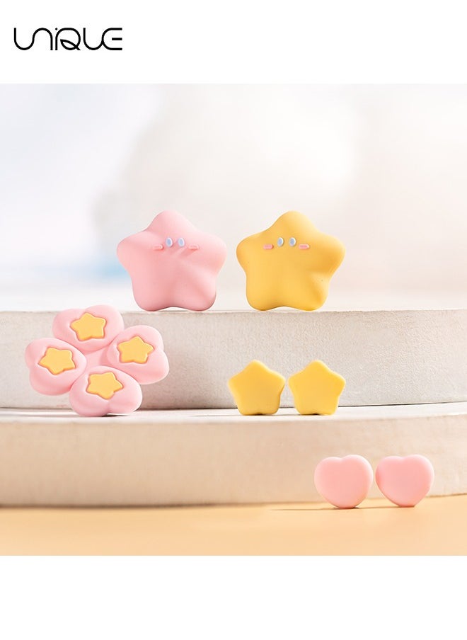 Unique - 7Piece set Cross D-Pad Button Caps Thumb Grips Set, Compatible with Nintendo Switch/Switch OLED, Cute 3D Soft Silicone ABXY Buttons Sticker Joystick Cover Caps - Image 1