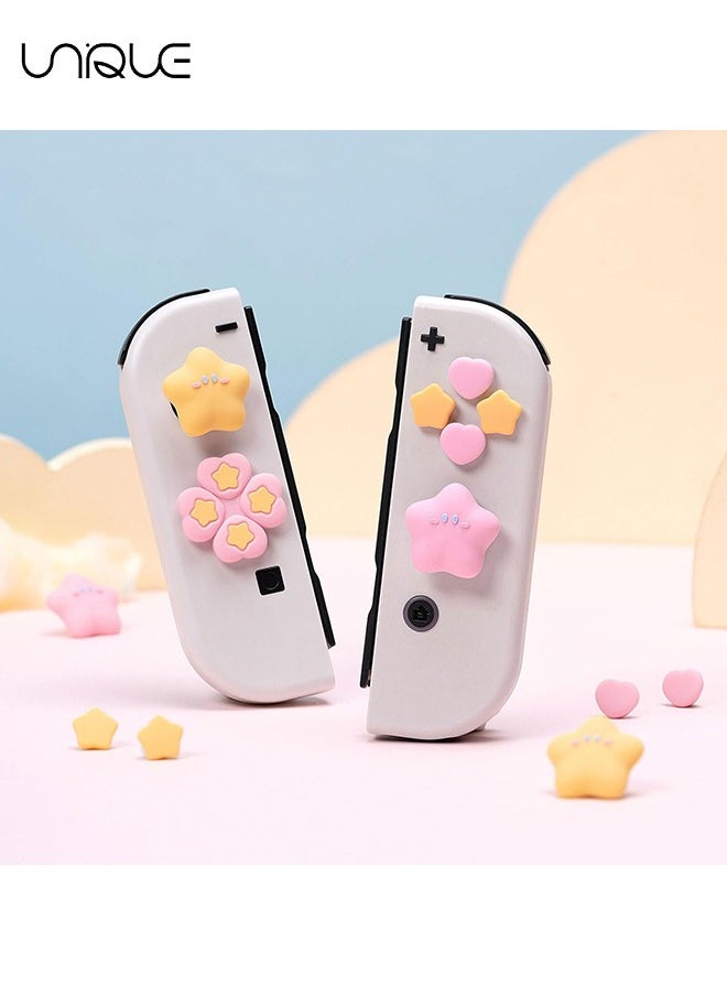 Unique 7Piece set Cross D-Pad Button Caps Thumb Grips Set, Compatible with Nintendo Switch/Switch OLED, Cute 3D Soft Silicone ABXY Buttons Sticker Joystick Cover Caps  - Image 4