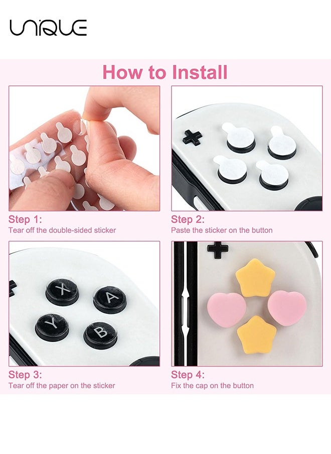 Unique - 7Piece set Cross D-Pad Button Caps Thumb Grips Set, Compatible with Nintendo Switch/Switch OLED, Cute 3D Soft Silicone ABXY Buttons Sticker Joystick Cover Caps - Image 1