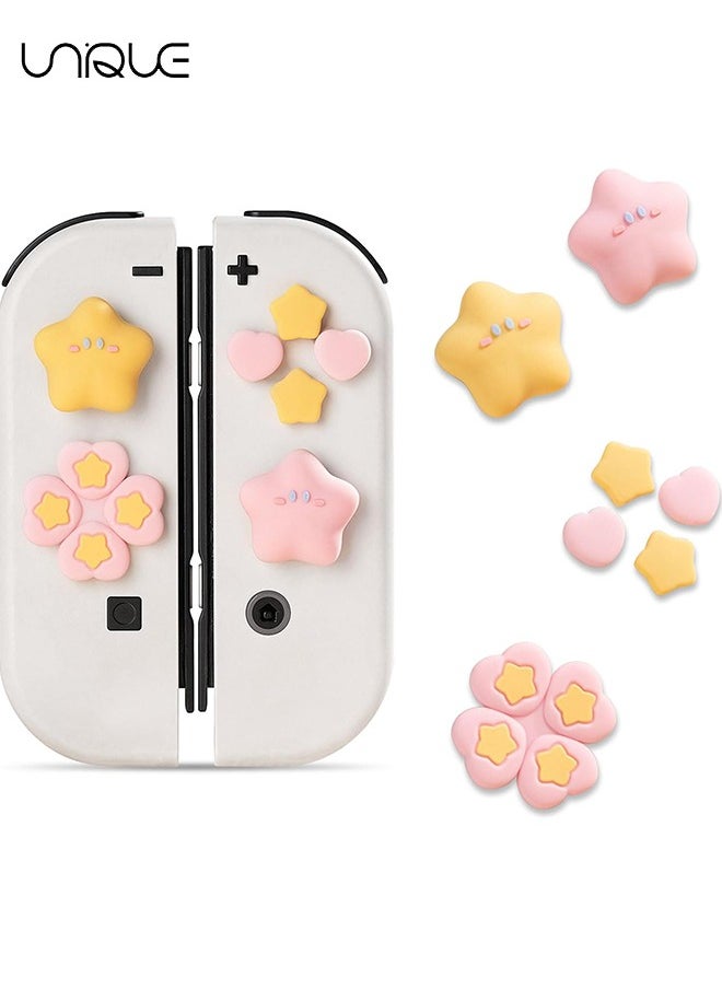 Unique 7Piece set Cross D-Pad Button Caps Thumb Grips Set, Compatible with Nintendo Switch/Switch OLED, Cute 3D Soft Silicone ABXY Buttons Sticker Joystick Cover Caps  - Image 1