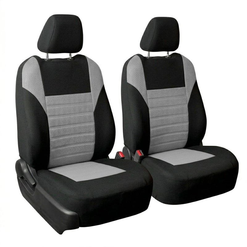 FH Group Gray Polyester Car Seat Cover 3D Air Mesh Front Set Airbag Compatible Universal Fit for Cars Trucks SUVs - Image 2