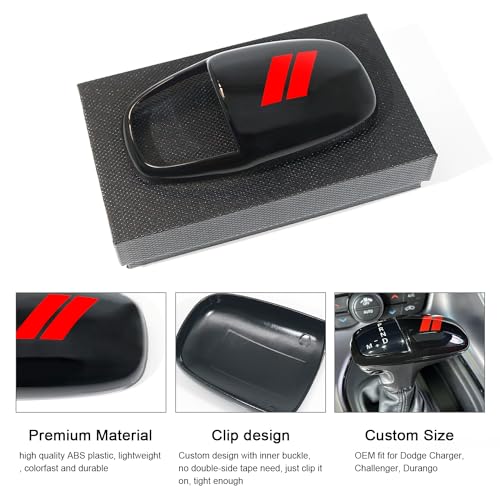 REMOCH Gear Shift Knob Head Cover for Dodge Charger Accessories 2015-2023 Challenger 2015-2024 Durango 2016-2025 ABS Interior Shell Insert Decoration Protector (Red Trim) - Image 4