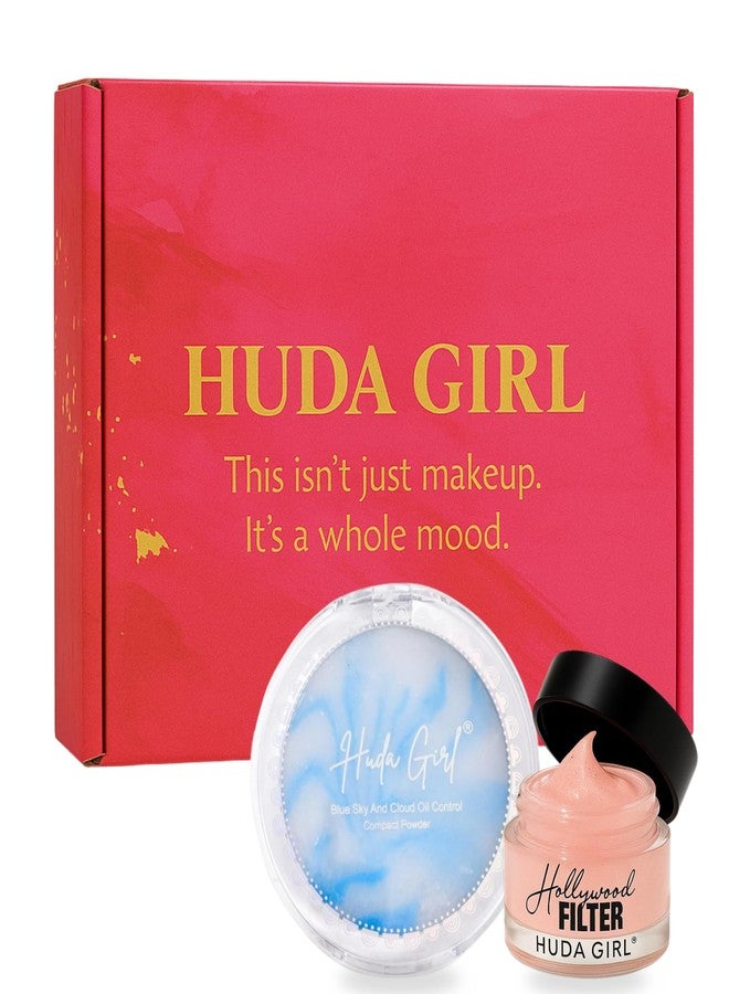 Huda Girl Compact Powder & Hollywood Filter- compact powder for women oily skin And Illuminator for Face Makeup Glow, face primer Long-Lasting Smooth Skin & All Skin Types, - Image 1