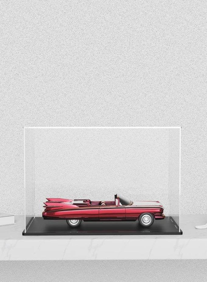 CLEAR ACRYLIC DISPLAY CASE WITH MATTE BLACK BASE, SIMPLE SELF-ASSEMBLY DUST-PROOF SHOWCASE, COUNTERTOP DISPLAY BOX FOR 1:24 DIECASTING MODEL CARS (10X5X5 INCH)