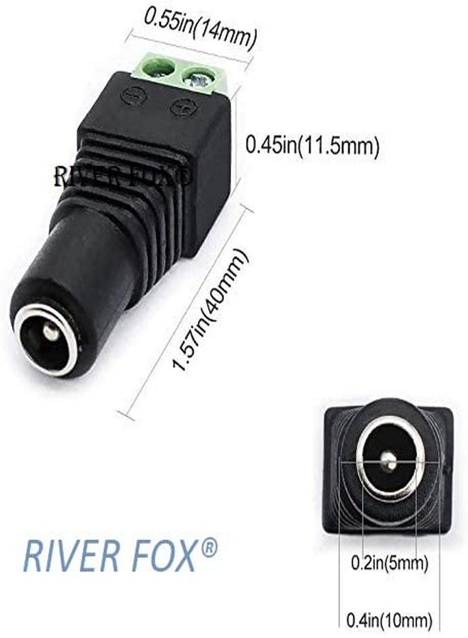 RIVER FOX® (5 Pair, Male + Female 12V DC Power Connector 5.5mm x 2.1mm 24V Power Jack Socket for Led Strip CCTV Security Camera Cable Wire Ends 10Pcs Plug Barrel Adapter (Pack of 5) - Image 2